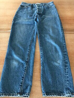 Mila Owen Straight Leg Jeans Women 0 Blue Mid Rise Button Fly Medium Wash 19197
